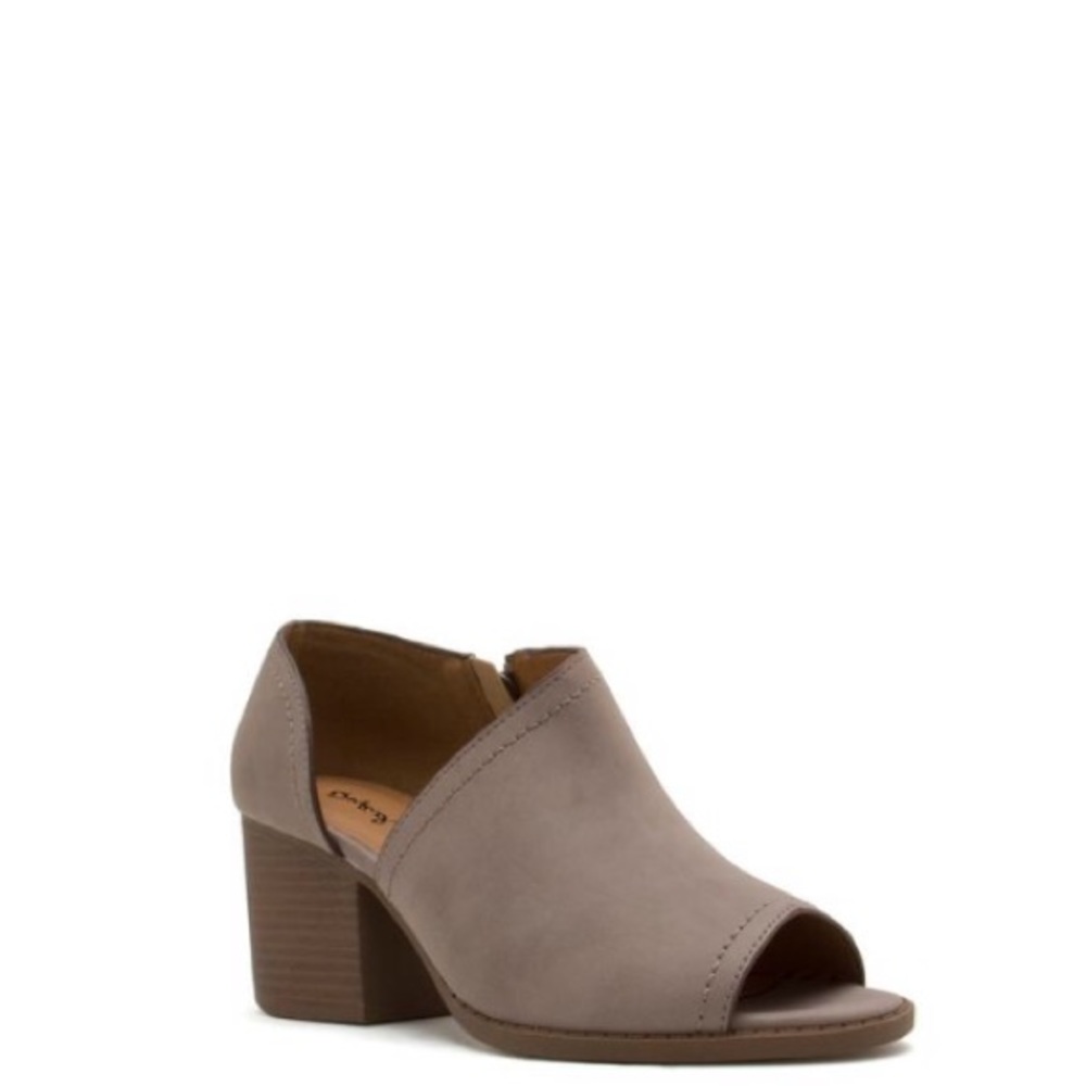 SOLD OUT - Taupe Peep Toe Side Cut Out Bootie - Picture 3 of 5